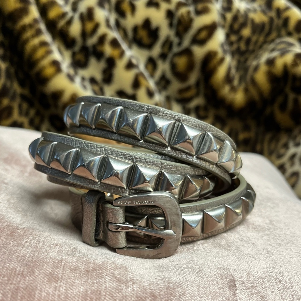 LG Micheal Kors Silver Studded Skinny Belt